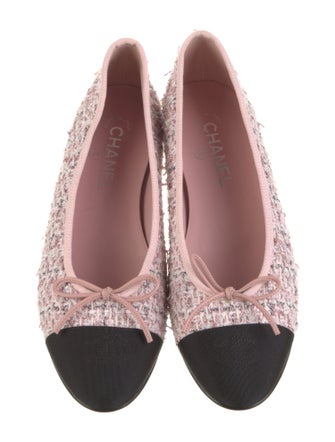 Chanel Interlocking CC Logo Tweed Ballet Flats