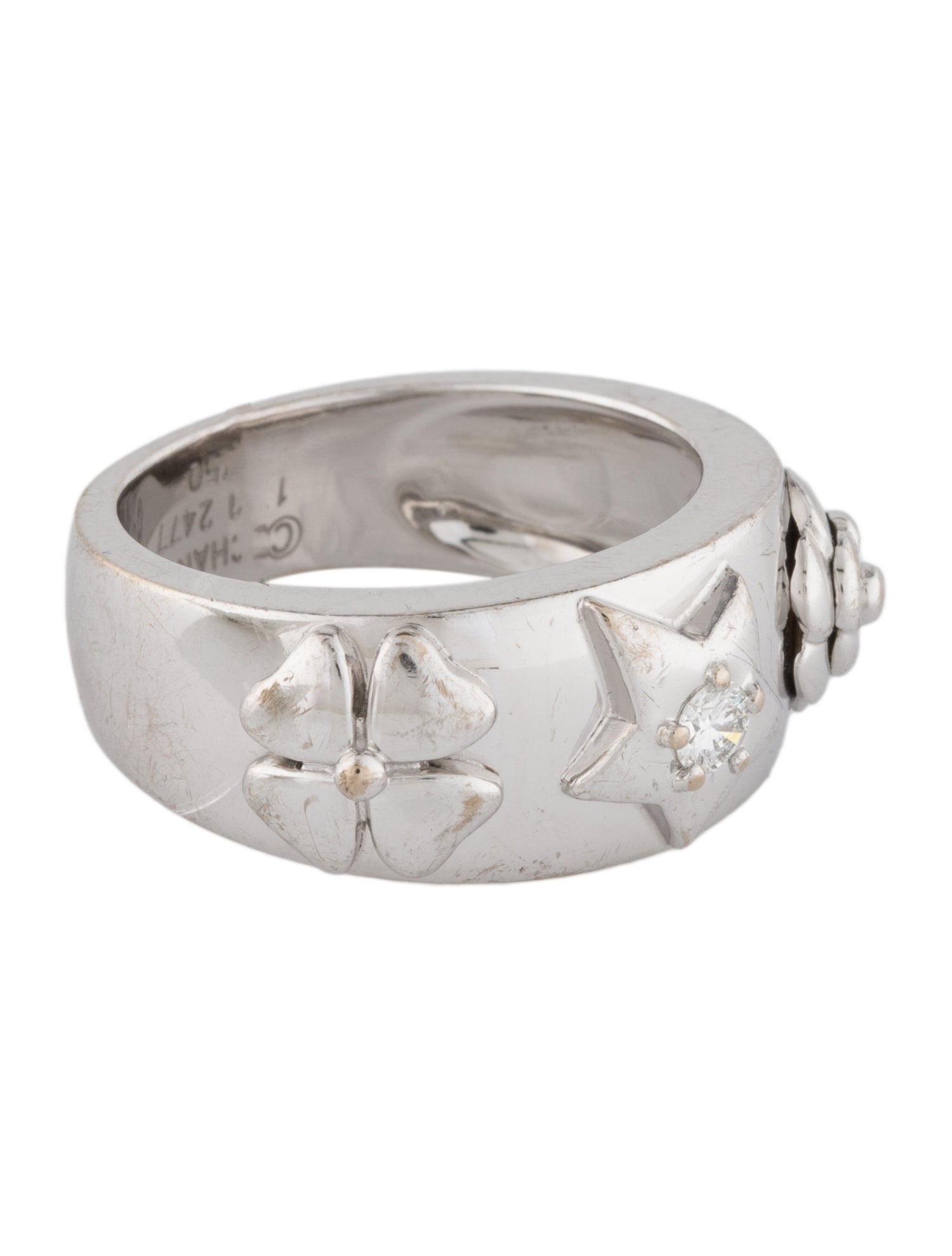 Chanel 18K Diamond 3 Symbol Ring