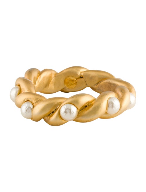Chanel Vintage Faux Pearl Woven Bangle