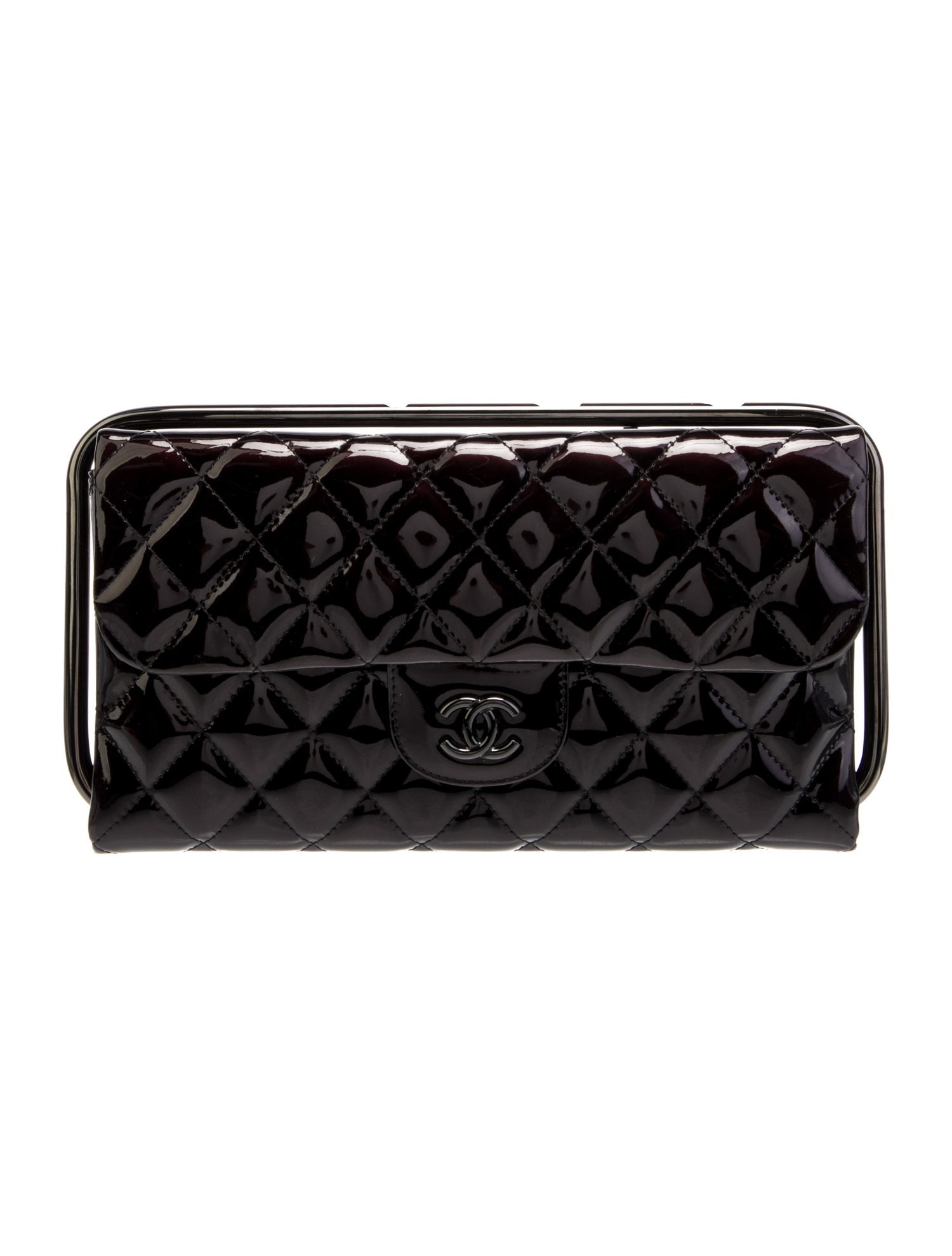Chanel Patent Metal Handle Clutch