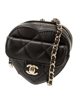 Chanel Mini CC In Love Heart Clutch w/ Chain
