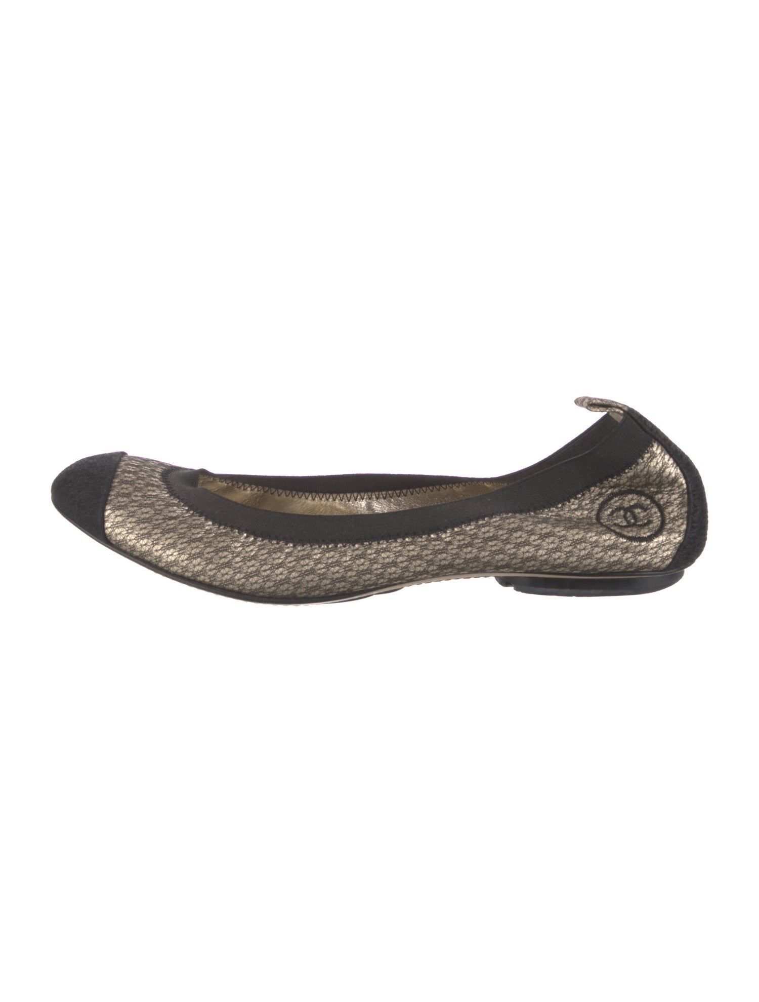 Chanel Interlocking CC Logo Embroidered Accent Ballet Flats