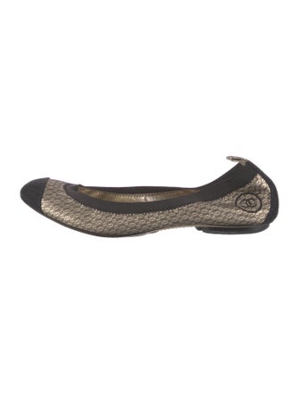 Chanel Interlocking CC Logo Embroidered Accent Ballet Flats