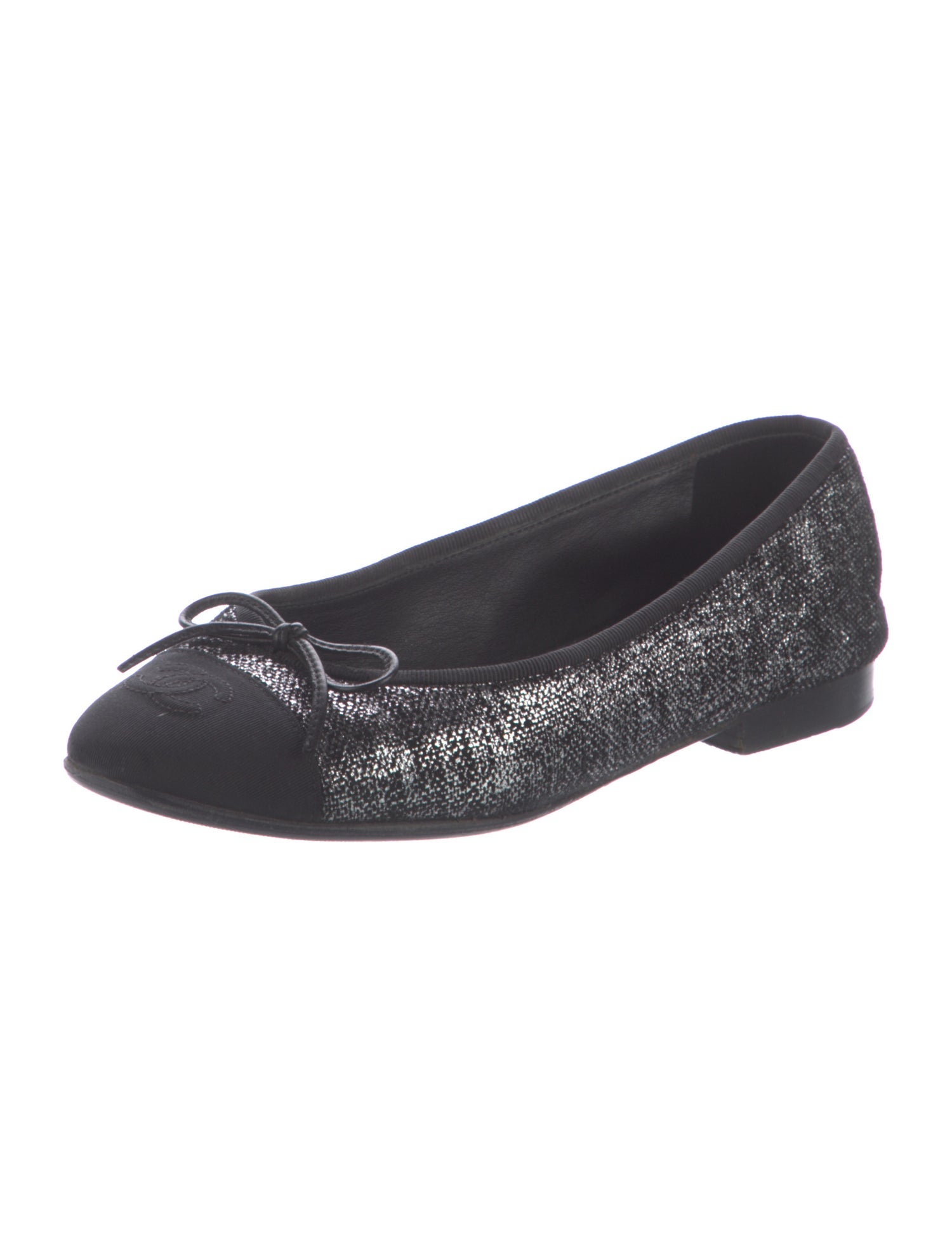 Chanel Interlocking CC Logo Grosgrain Trim Ballet Flats