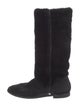 Chanel Interlocking CC Logo Shearling Riding Boots