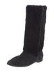 Chanel Interlocking CC Logo Shearling Riding Boots