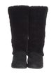 Chanel Interlocking CC Logo Shearling Riding Boots