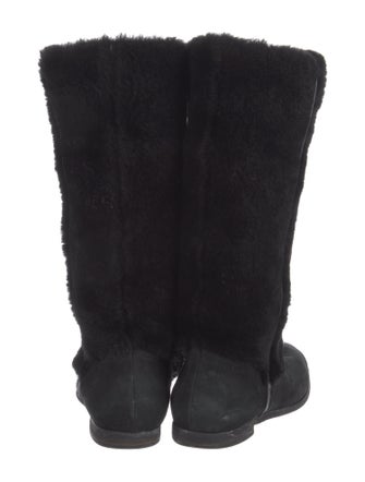 Chanel Interlocking CC Logo Shearling Riding Boots