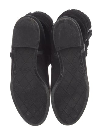 Chanel Interlocking CC Logo Shearling Riding Boots