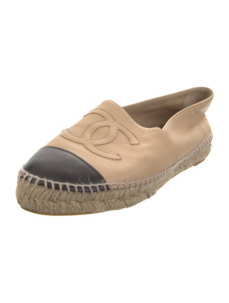 Chanel Interlocking CC Logo Leather Espadrilles