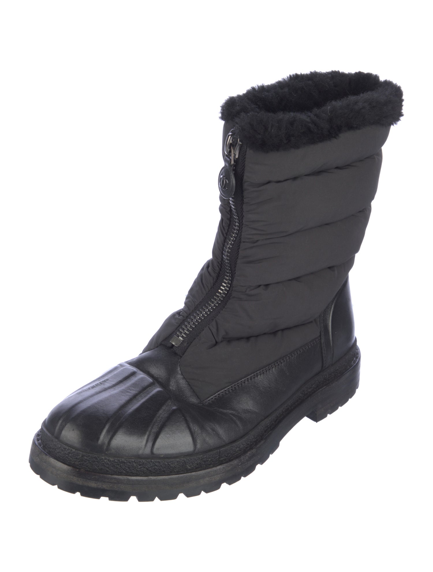 Chanel Interlocking CC Logo Nylon Snow Boots