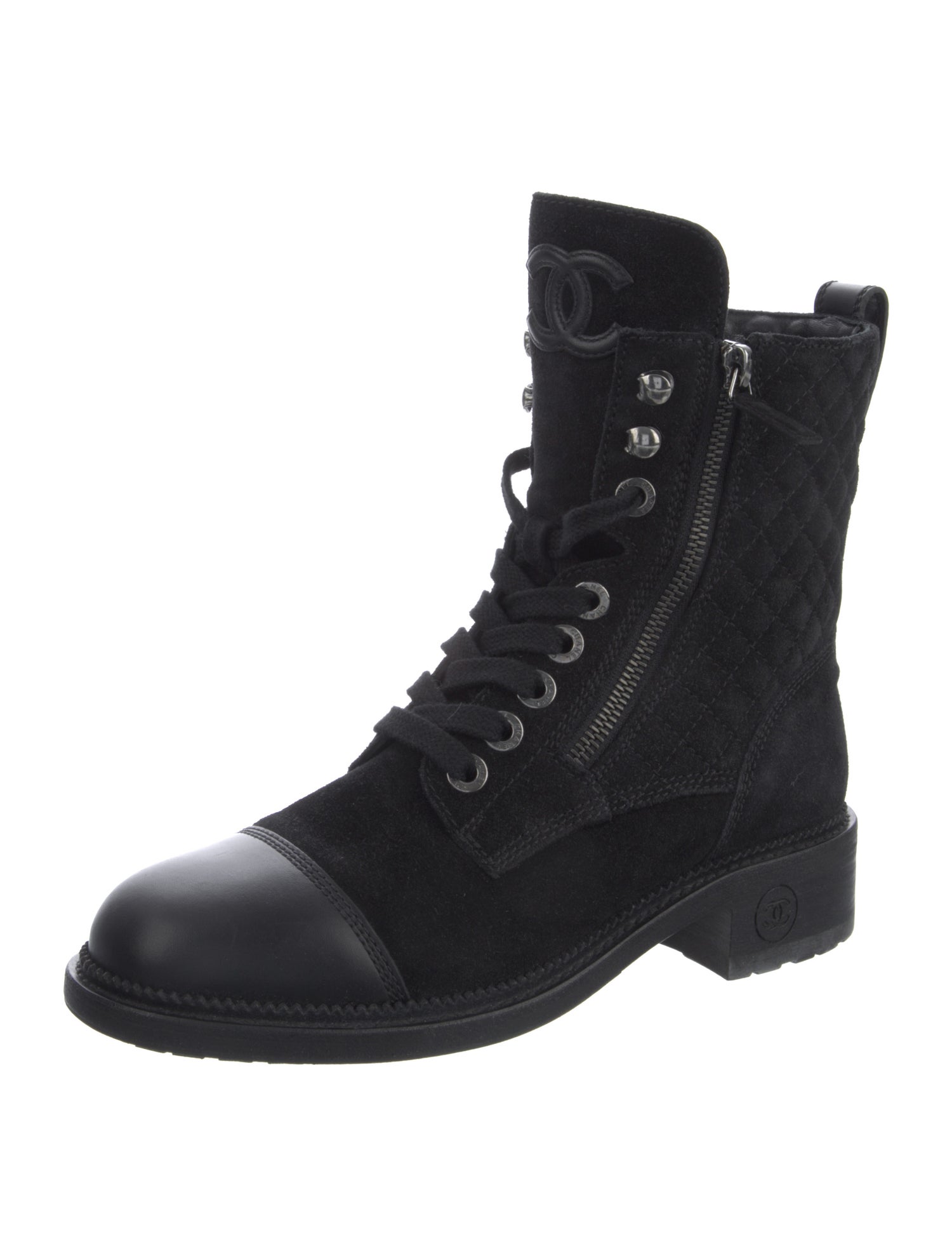 Chanel 2018 Interlocking CC Logo Combat Boots