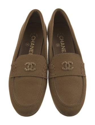Chanel Interlocking CC Logo Canvas Loafers
