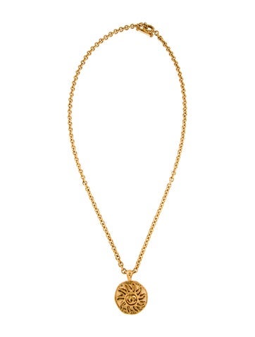 Chanel Pendant Necklace Vintage CC Logo Sun