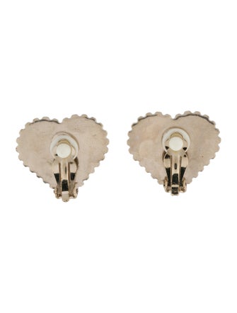 Chanel Enamel Heart Clip-On Earrings
