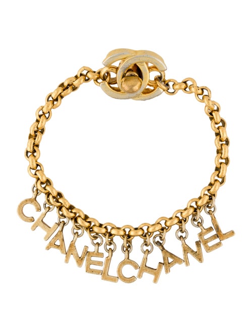 Chanel Vintage Logo Charm Turnlock Charm Bracelet