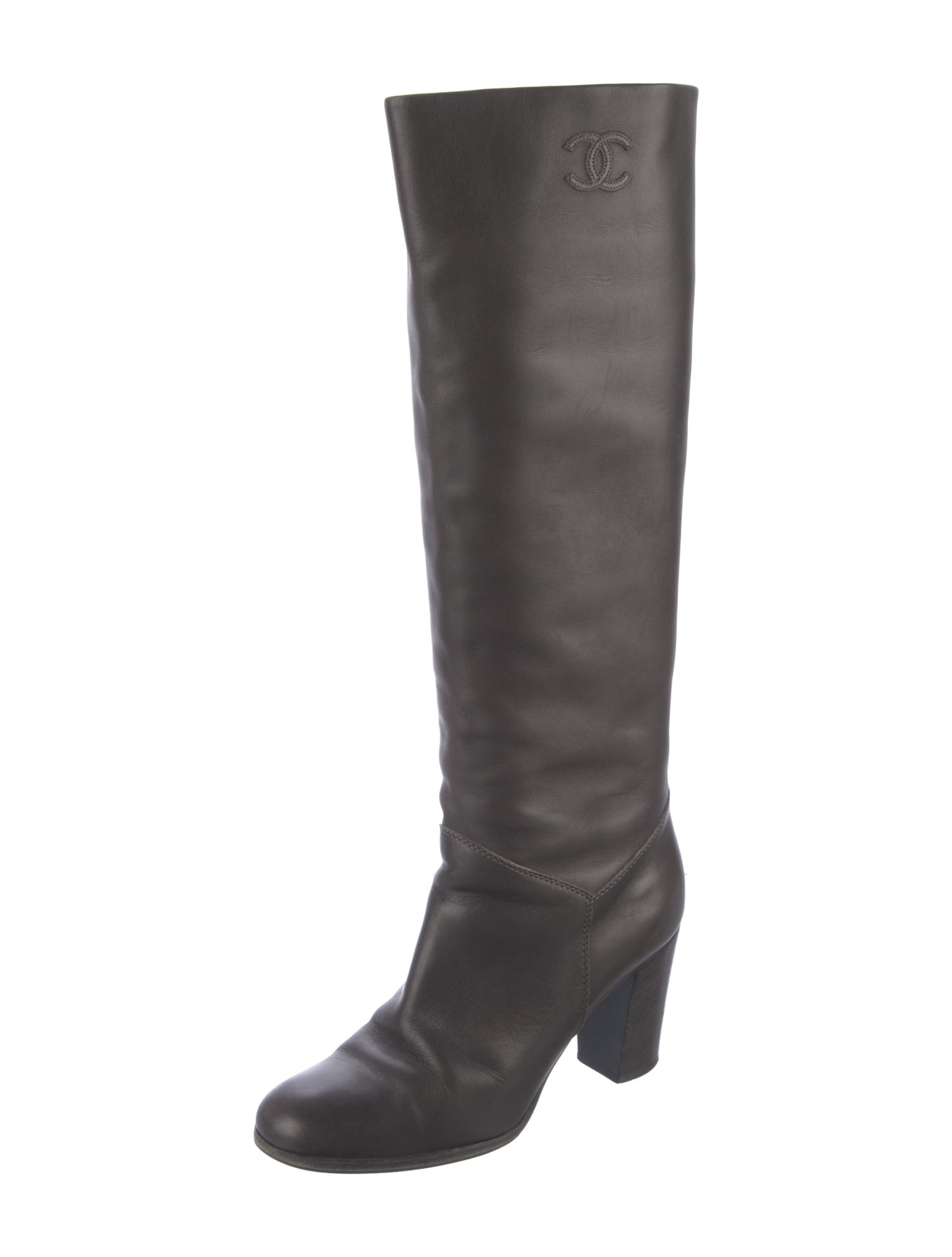 Chanel Interlocking CC Logo Leather Boots