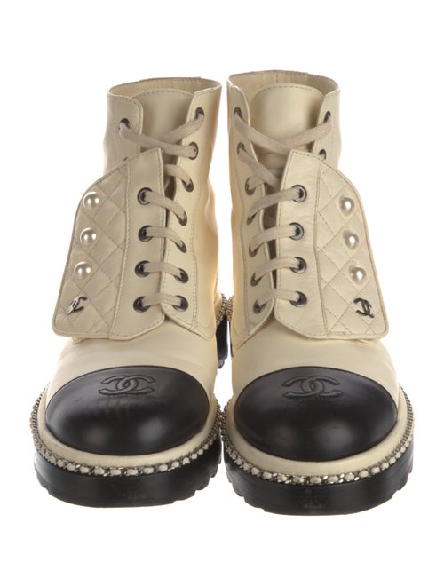 Chanel Interlocking CC Logo Lambskin Combat Boots