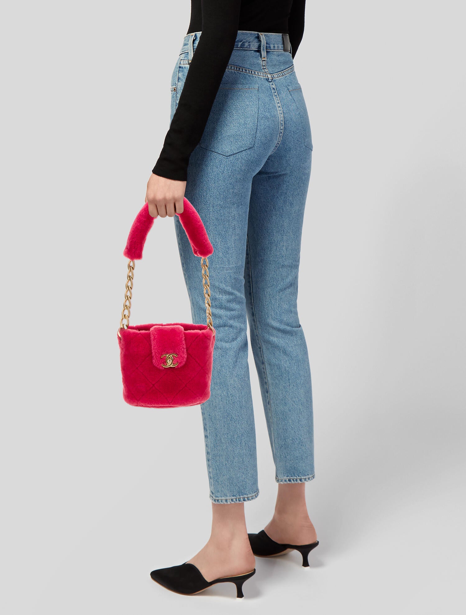 Chanel Shearling Quilted Bucket Bag