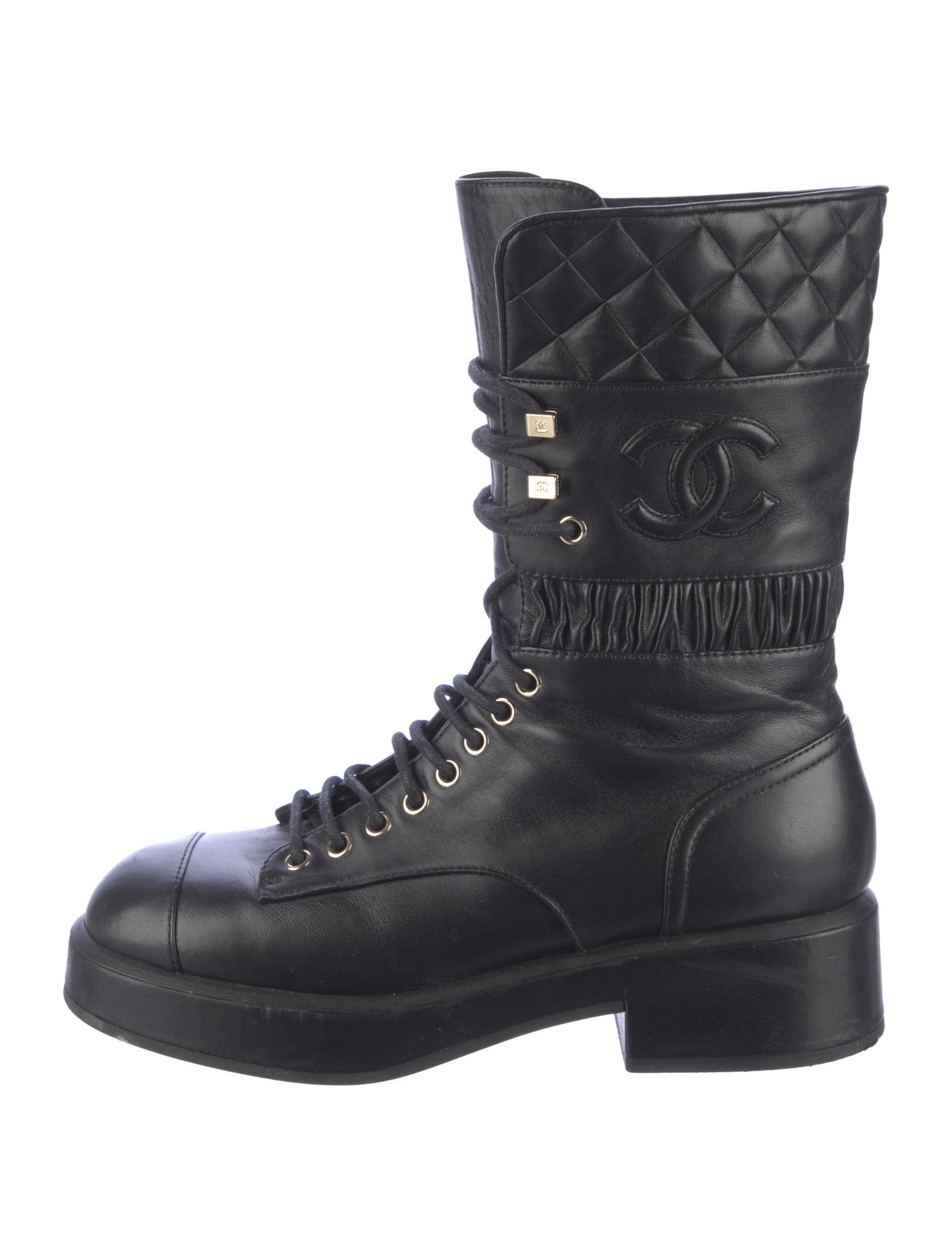Chanel 2021 Interlocking CC Logo Combat Boots