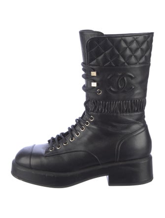 Chanel 2021 Interlocking CC Logo Combat Boots