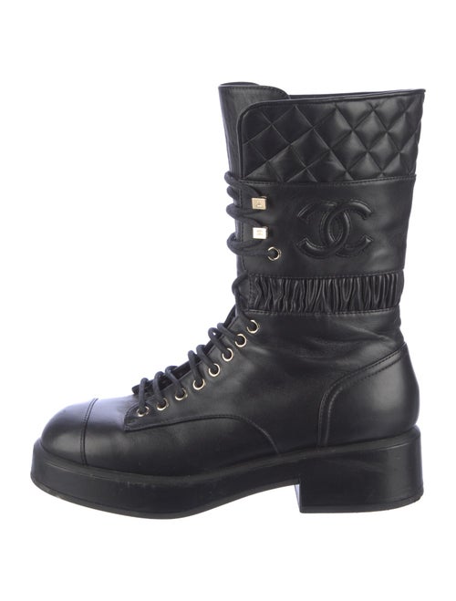 Chanel 2021 Interlocking CC Logo Combat Boots