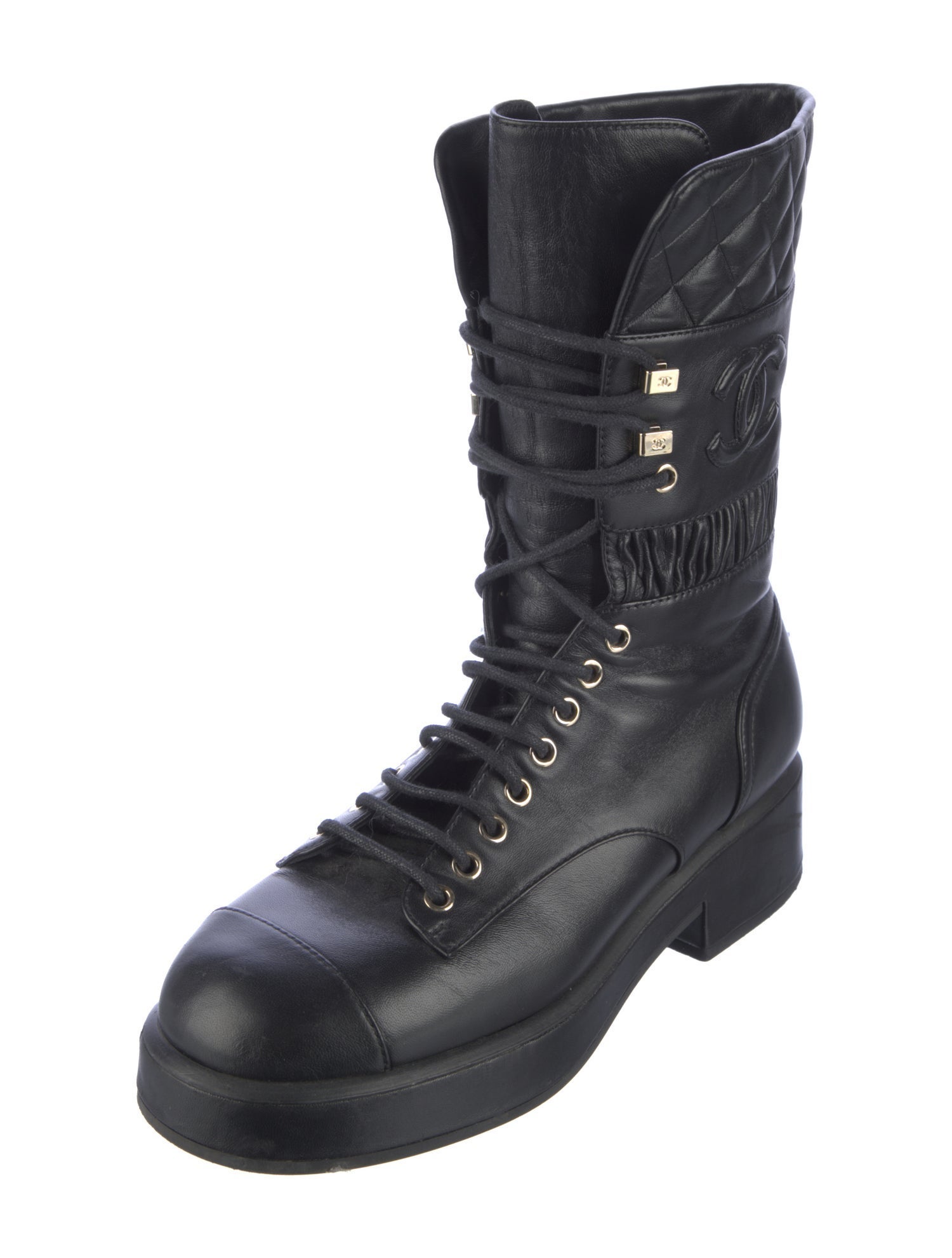 Chanel 2021 Interlocking CC Logo Combat Boots