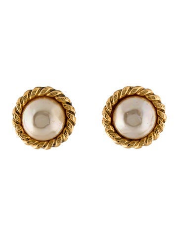 Chanel Clip-On Vintage Faux Pearl Earrings