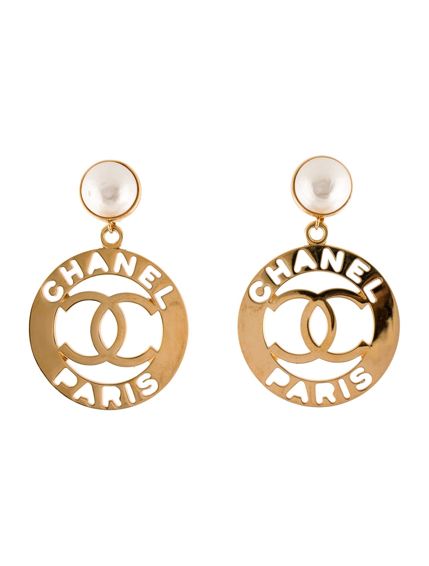 Chanel Vintage Faux Pearl Statement Clip-On Earrings
