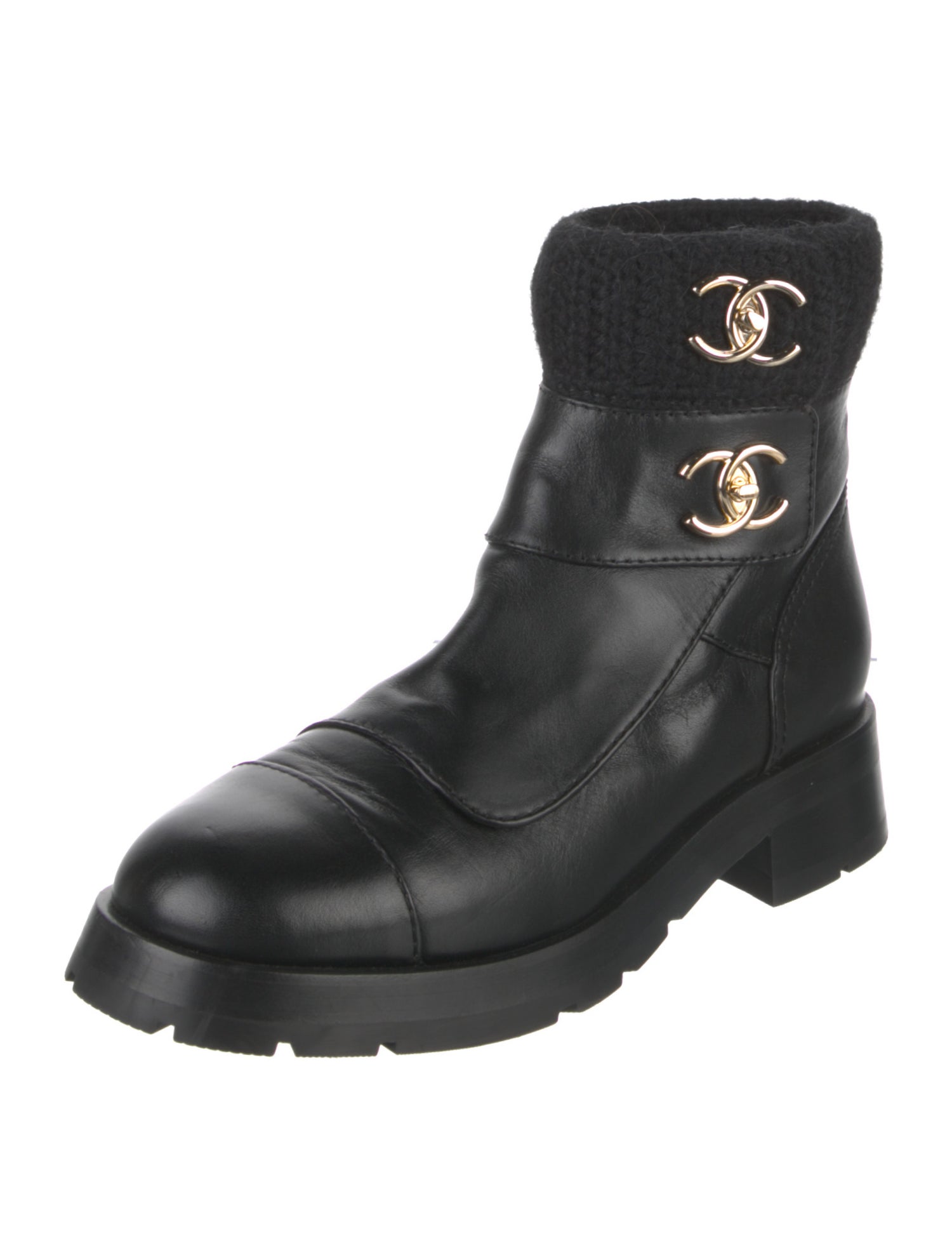 Chanel 2023 Interlocking CC Logo Combat Boots