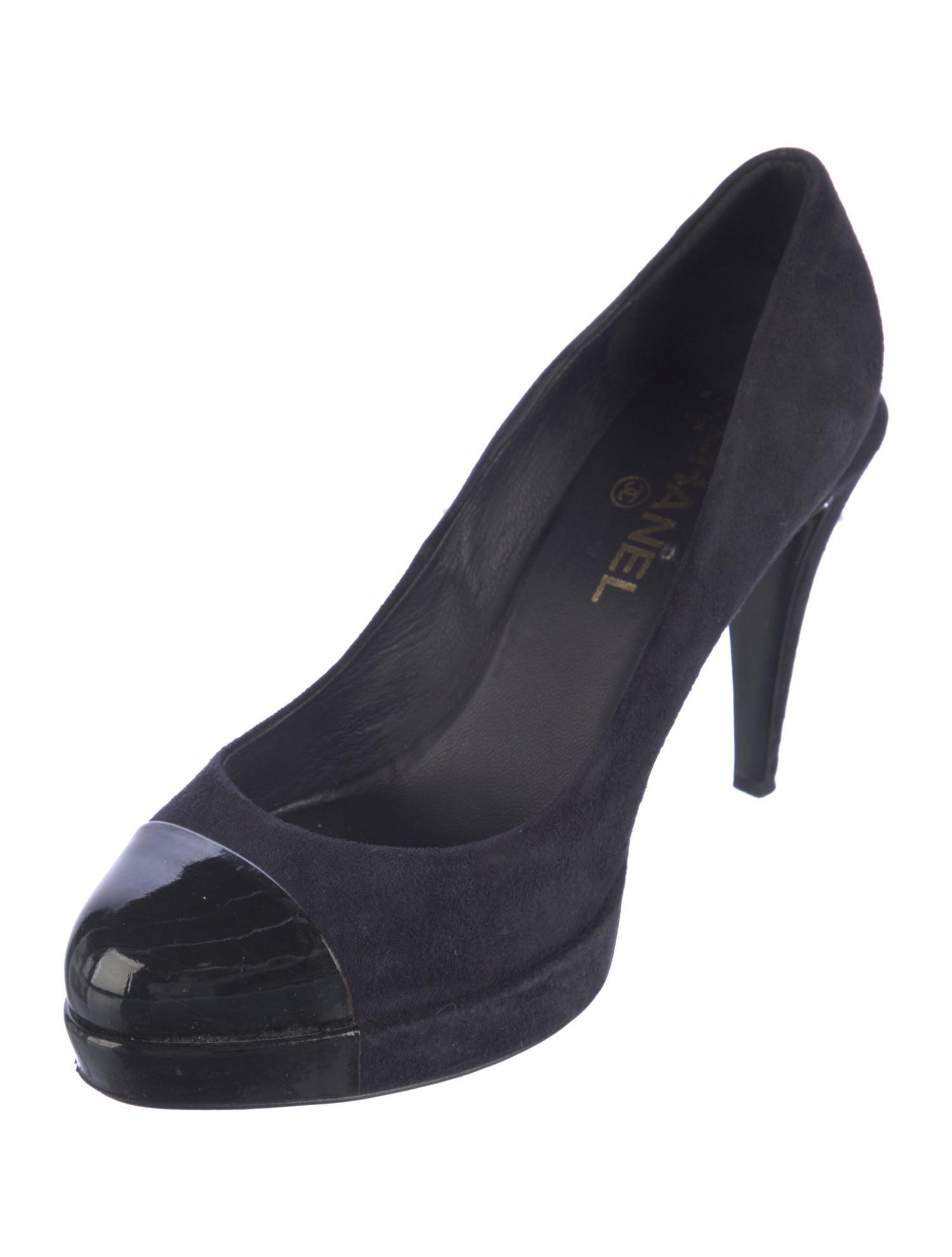 Chanel Interlocking CC Logo Suede Pumps