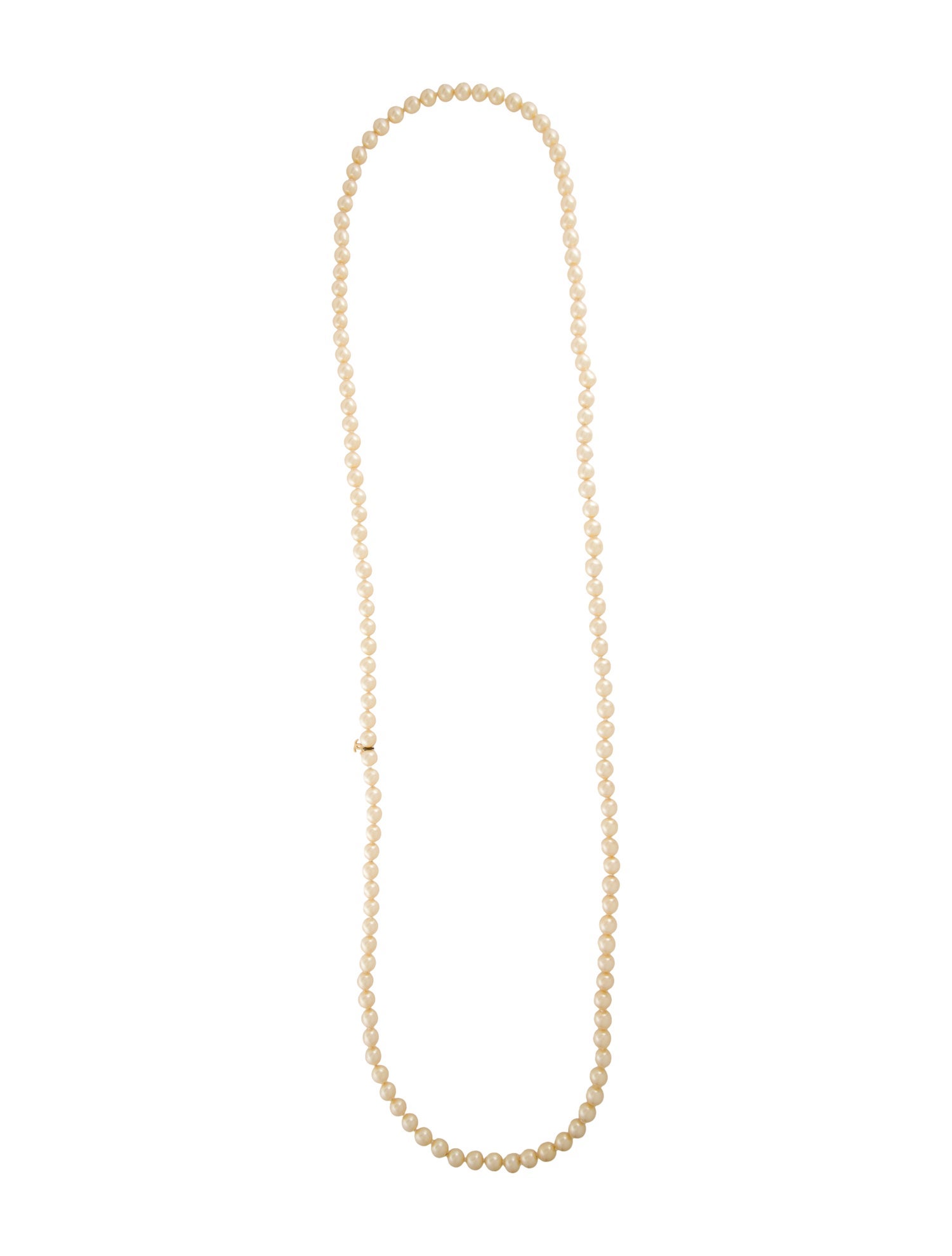 Chanel Faux Pearl Long Bead Strand Necklace