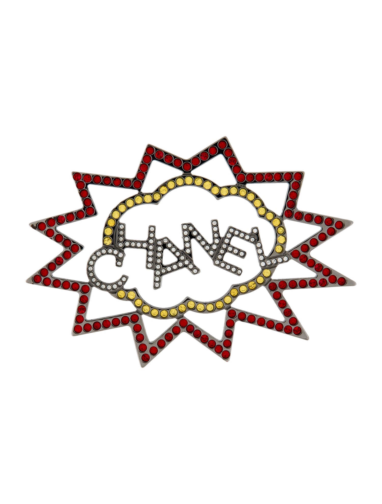 Chanel Strass Logo Burst Brooch