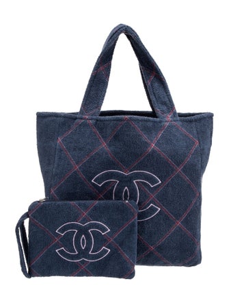 Chanel Terry Cloth CC Beach Tote & Towel Set