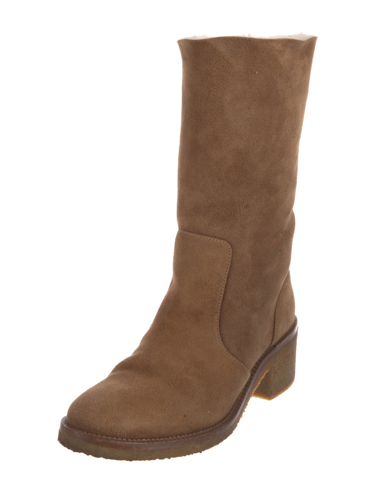 Chanel Interlocking CC Logo Suede Moto Boots