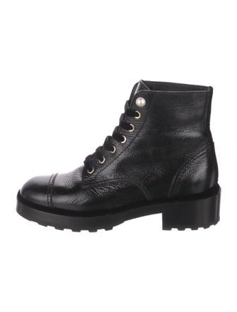 Chanel Interlocking CC Logo Calfskin Combat Boots