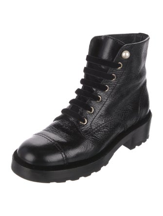 Chanel Interlocking CC Logo Calfskin Combat Boots