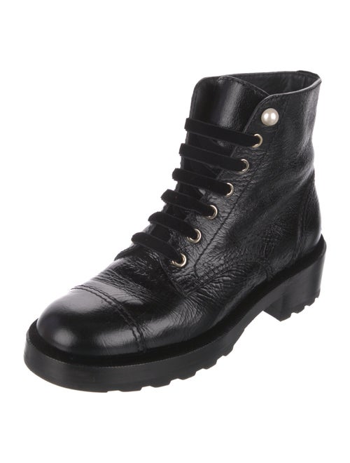 Chanel Interlocking CC Logo Calfskin Combat Boots