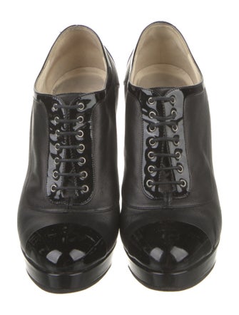 Chanel Interlocking CC Logo Leather Lace-Up Boots