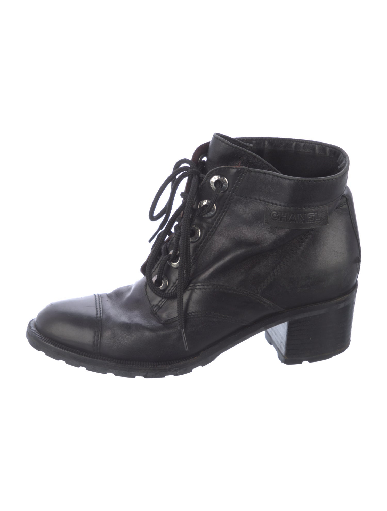 Chanel Interlocking CC Logo Lambskin Combat Boots