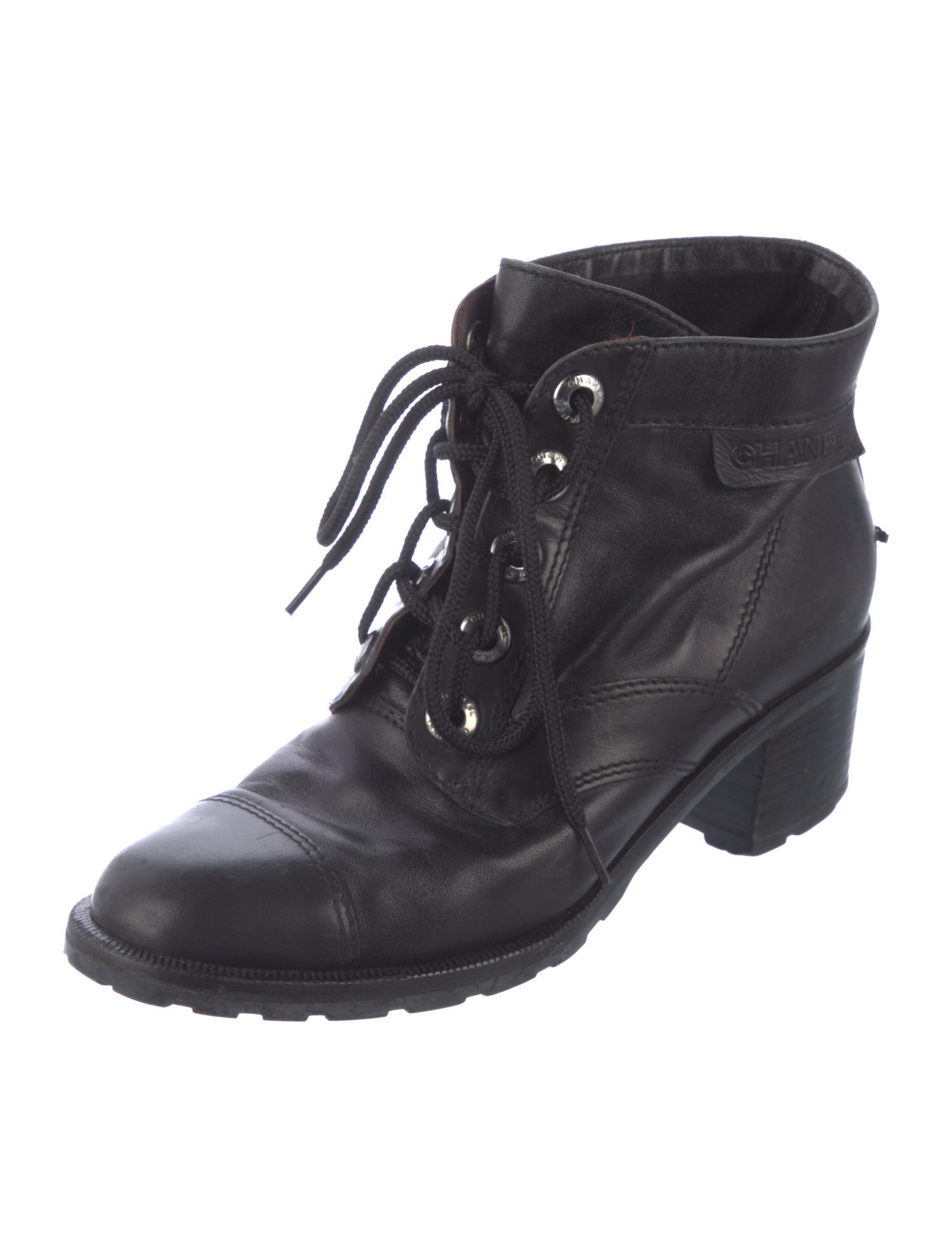 Chanel Interlocking CC Logo Lambskin Combat Boots