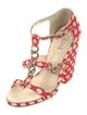 Chanel Interlocking CC Logo Tweed T-Strap Sandals