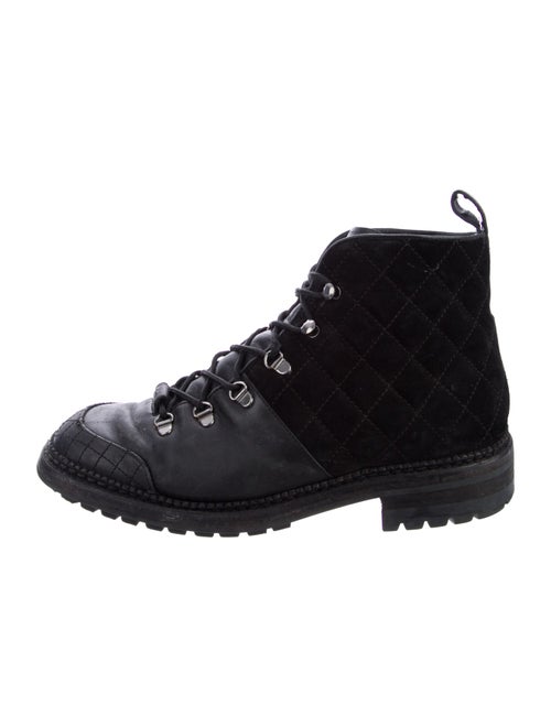 Chanel Quilted Pattern Suede Combat Boots