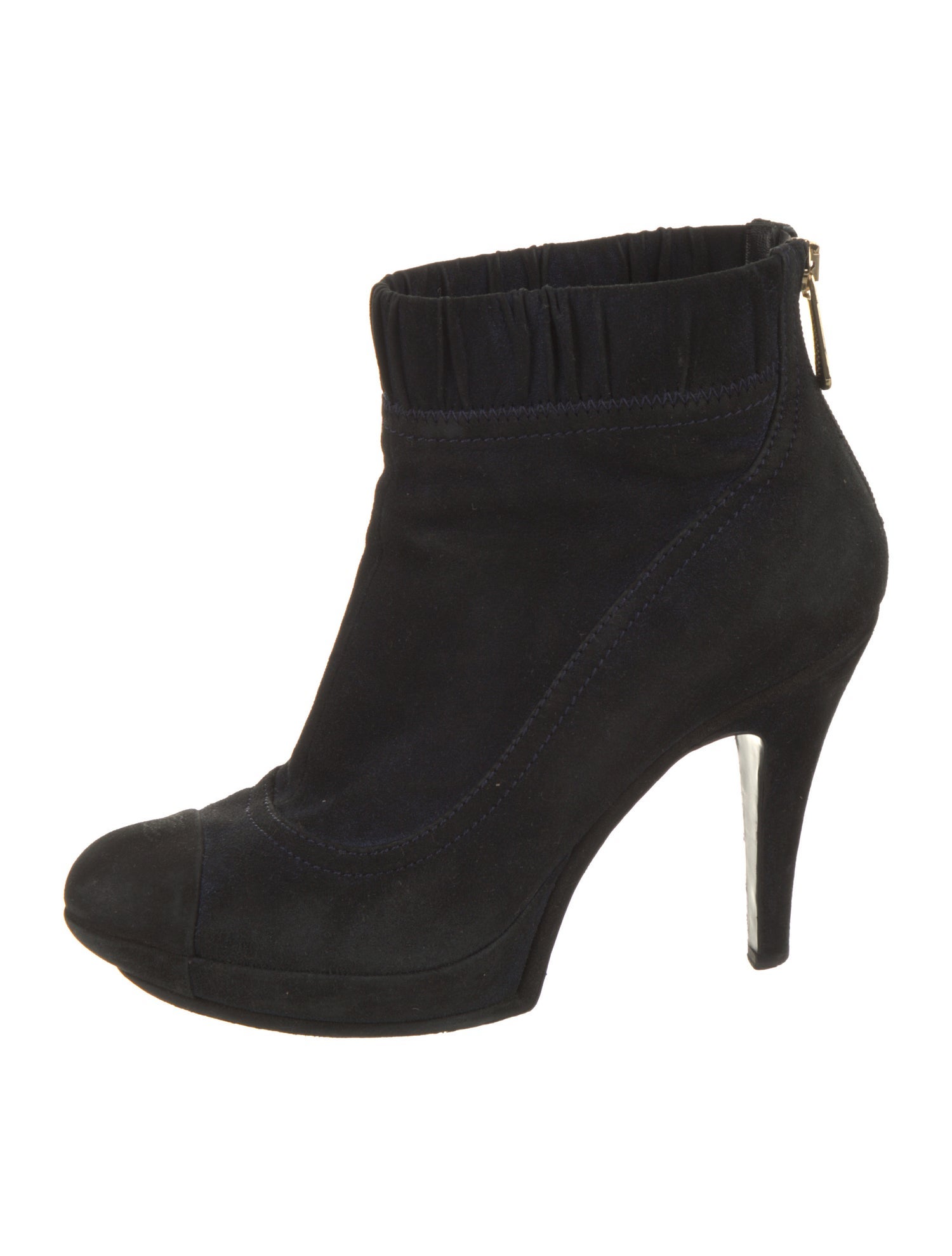 Chanel Interlocking CC Logo Suede Boots