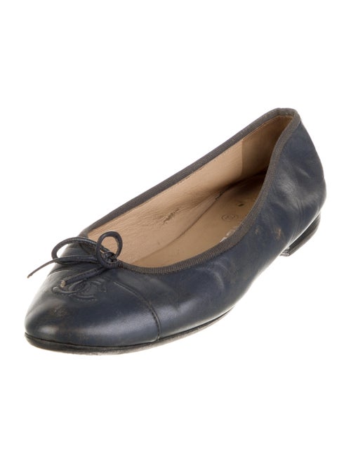 Chanel Leather Bow Accents Ballet Flats