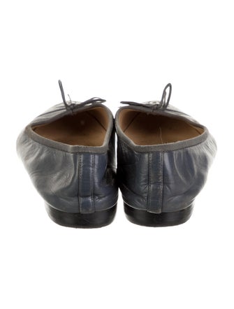 Chanel Leather Bow Accents Ballet Flats