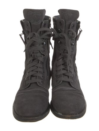 Chanel Suede Combat Boots