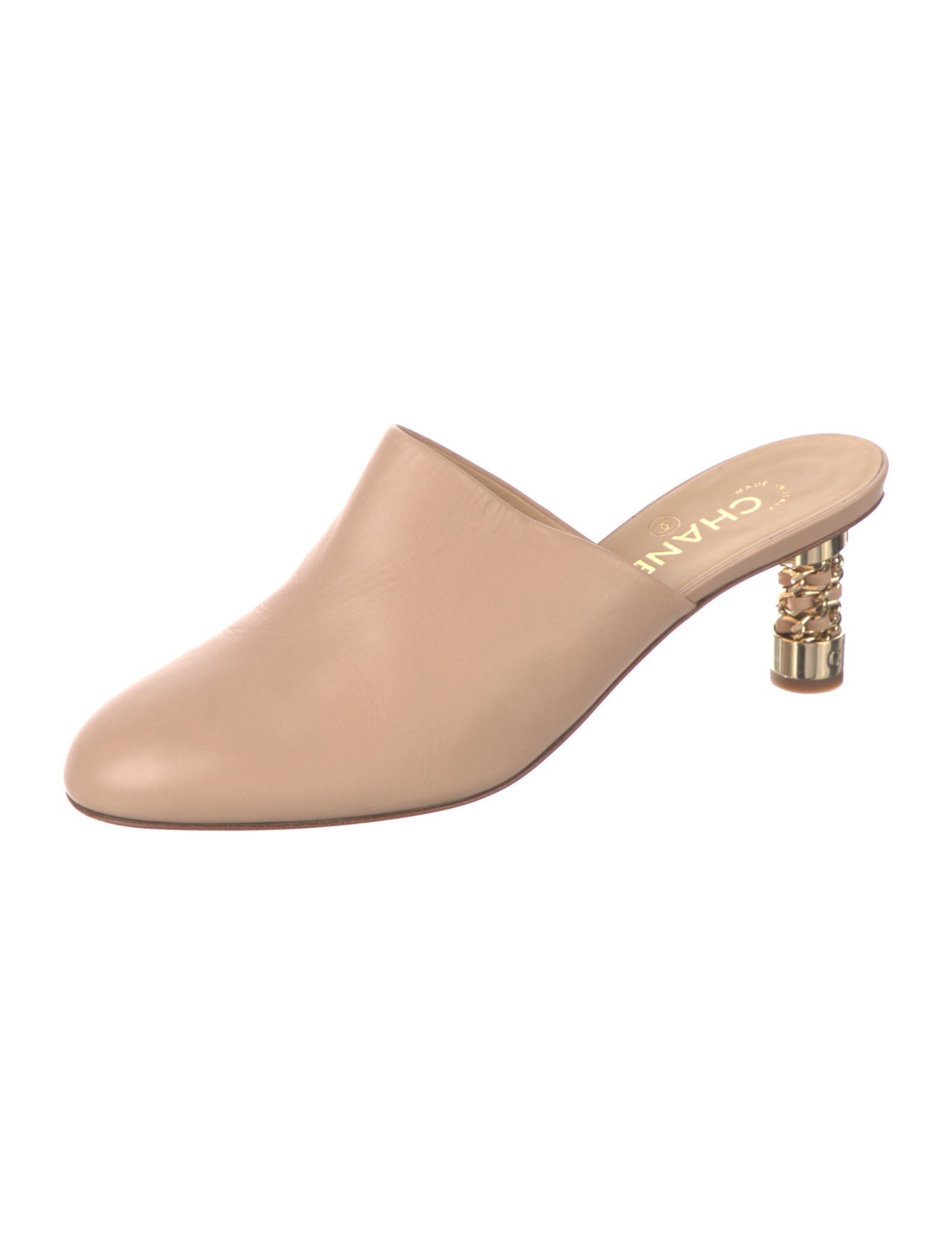 Chanel Interlocking CC Logo Leather Mules