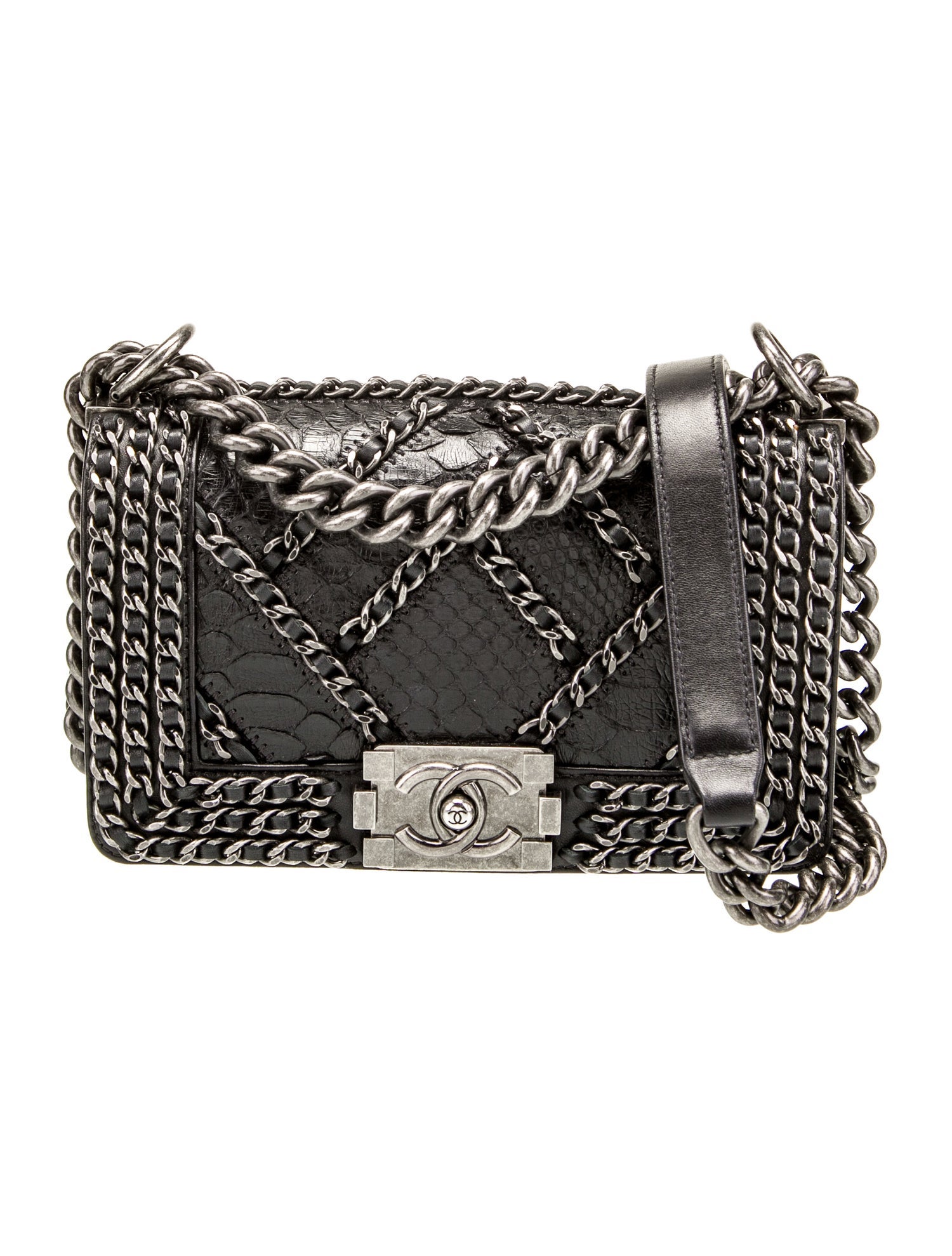 Chanel Small Python Chain Boy Bag