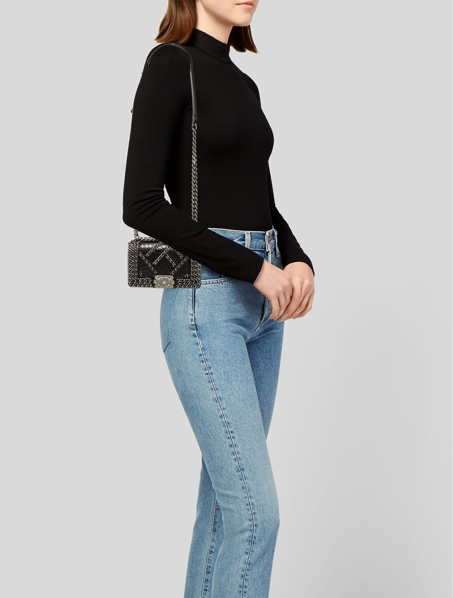 Chanel Small Python Chain Boy Bag